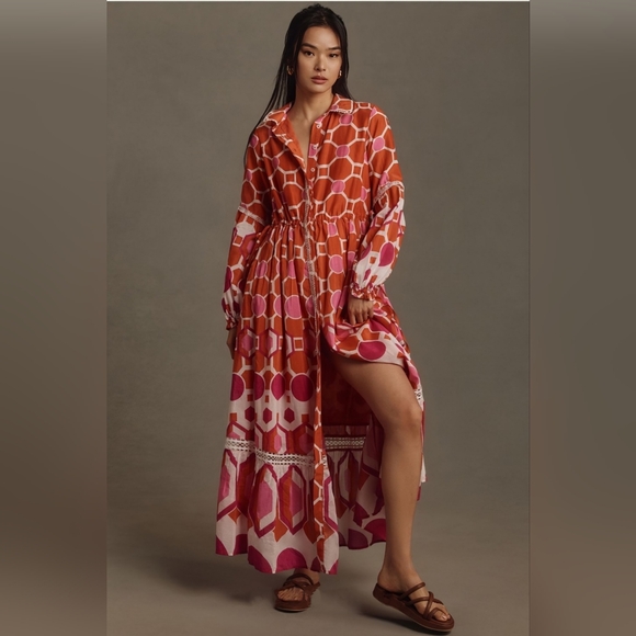 NWT ANTHROPOLOGIE | The Eleanora Long-Sleeve Maxi Shirt Dress - Picture 1 of 8